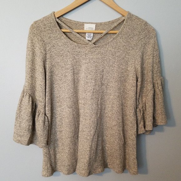 Caution to the Wind Crisscross Bell Sleeve Top - Picture 1 of 6
